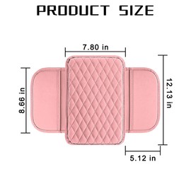 Mandark Car Center Console Cover, Microfiber Leather Vehicle Armrest Protector Cushion with 2 Storage Bags, Auto Interior Arm Rest Seat Box Pad Accessories, Universal for SUV, Sedan, Truck (Pink)