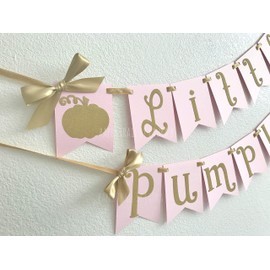 Little Pumpkin Banner - 1st Birthday Party Decor. Pink and Gold Little Pumpkin. First Birthday Decorations. Fall Birthday Decorations.