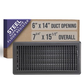 Fits 6x14 and 14x6 Duct Opening | Floor Register with Louvered Design by Handua | Heavy Duty Walkable Design with Damper | Floor Vent Grille | Easy to Adjust Air Supply Lever | Black