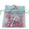 CB Catholic Mothers Day Rosary with Pink Rose Bud Shaped