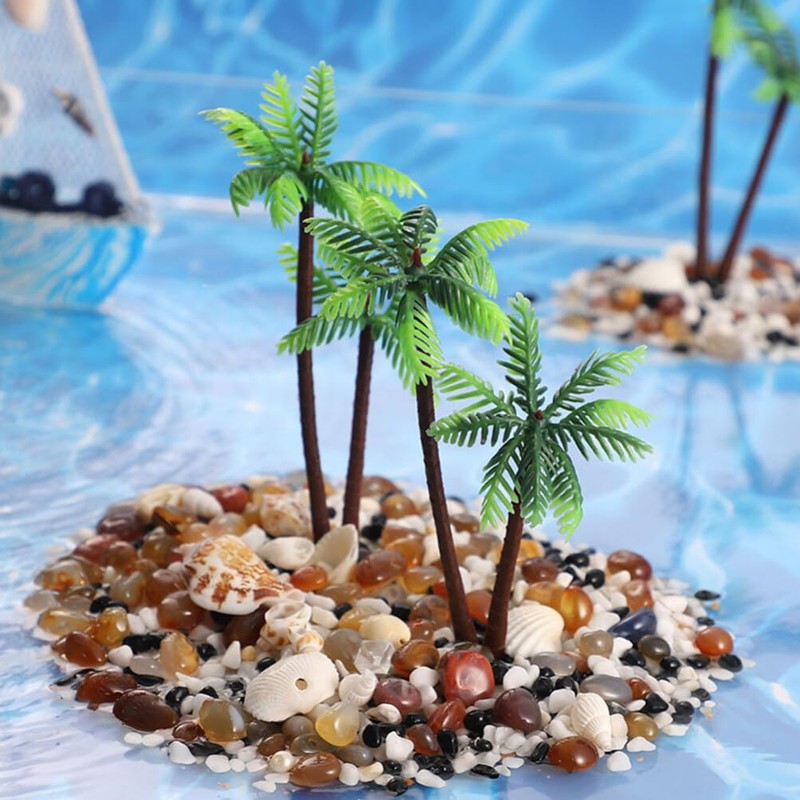 HOLIDYOYO Artificial Palm Tree, 15pcs Mini Model Coconut Palm Tree