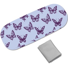 CREATCABIN Butterfly Glasses Case Hard Shell Leather Sunglasses Case Glasses Case Portable Travel Glasses Bag Storage Box Clamshell Protective Case Gift for Women Men Purple 16.2 x 6.4 x 3.9 cm