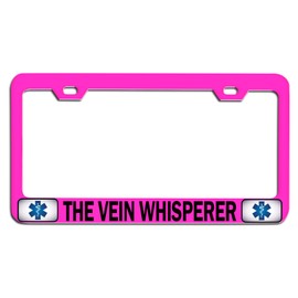 Custom Brother - The Vein Whisperer Paramedic Doctor Nurse Pink Steel Auto SUV License Plate Frame License Tag Holder, K48