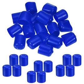PATIKIL Round Rubber Caps 21 mm ID, Pack of 25 Rubber Screw Covers Caps Vinyl Rubber Flexible Screw Thread Protective Caps for Metal Pipes Rods Bolts, Blue