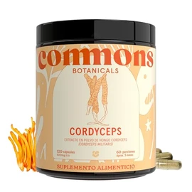 Commons - Hongo Cordyceps 120 Cápsulas - Máxima Pureza 100% Cuerpo Fructífero - Adaptógenos - Suplemento Natural Concentrado