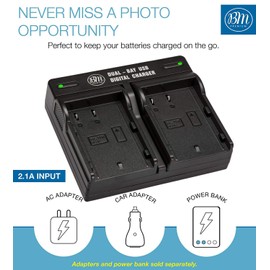 BM Premium DMW-BLK22 Cargador de batería de doble bahía para cámaras digitales Lumix DC-S5, S5 II, S5 IIX, GH5 II - Repuesto para DMW-BTC15
