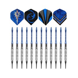 DS. DISTINCTIVE STYLE 18-Gram Soft Tip Darts Set of 12 with 120 Darts Plastic Tip, 16 Dart Flights, 12 Heavy Duty Alloy Shafts for Electronic Dartboard