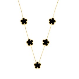 Myrnaist Black Clover Necklace for Women, Flower pendant Necklace, Five Leaf Clover Necklaces Dainty Lucky Clover Jewelry Gifts