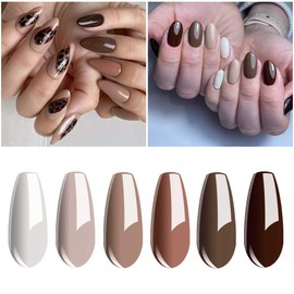 Vishine Gel Nail Polish Set of 6 Nude Beige Colors UV LED Soak Off Gel Nail Polish Set Nail Art Gift Starter Kit 8ml