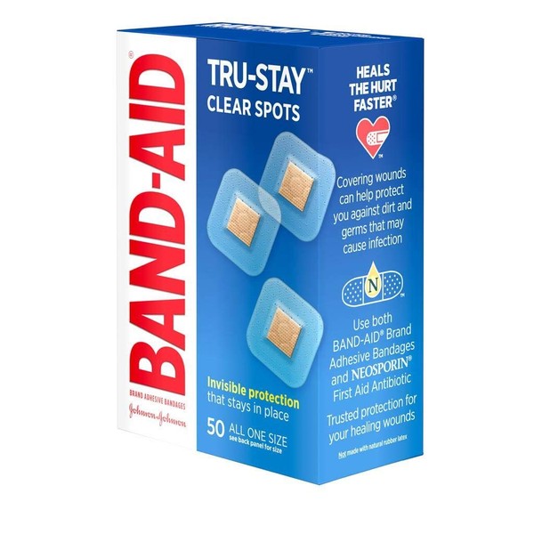Band-Aid Brand Adhesive Bandages, Clear Spots, 50-Count Bandages (Pack of 8)