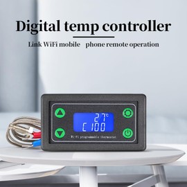 Aswalling Tuya WiFi High Temperature Controller Digital Programmable Thermostat K-Type Thermocouple -99-999 Degrees ZFX-TW01