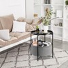 danpinera Round Side Table with Fabric Storage Basket, Metal Side