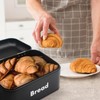 Plexon Black Bread Box for Kitchen Countertop with Lid, Metal
