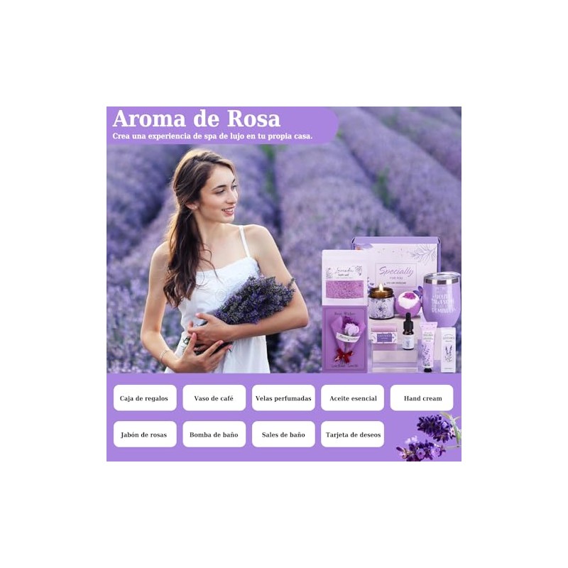 Regalos de Cumpleaños para Mujeres, Set de baño de lavanda