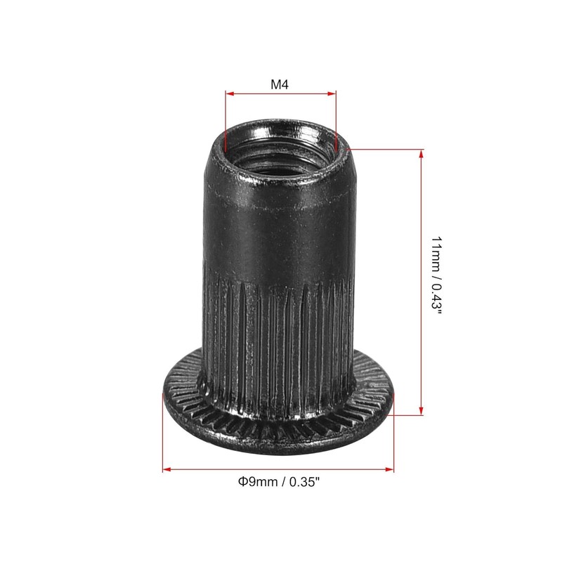 TA-VIGOR 50Pcs M4 Rivet Nuts, Carbon Steel Zinc-Plated Knurled Flat