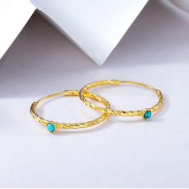 POPLYKE Turquoise Circle Endless Hoop Earrings for Women Sterling Silver Hoop Earrings 30 mm, 50 mm, Turquoise, Turquoise
