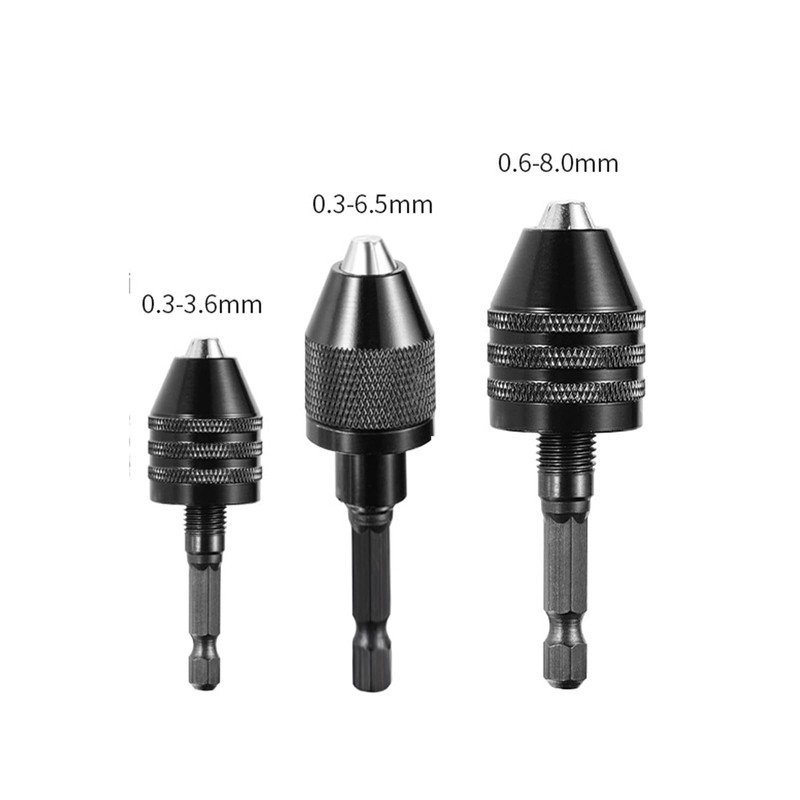 3 Pcs Hexagonal Shank Keyless Drill Chuck Adapter, Drill Chuck