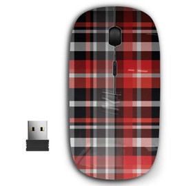 KAWAMOUSE 2.4G Ergonomic Portable USB Wireless Mouse for PC, Laptop, Computer, Notebook with Nano Receiver (Tartan Plaid Fabric)