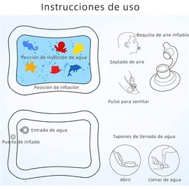 Tapete Agua bebe, PVC Tapetes para Bebe , Tapete de Agua para Niños 65 * 50 Cm, Tapete de Agua Bebe Inflable, Tapete de Agua Premium, Juguetes Sensoriales Perfectos para Desarrollo Temprano, sin BPA (Azul)
