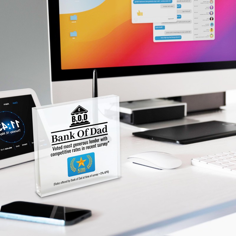 Fun Gift For Dad Present Bank of Dad Award Plaque