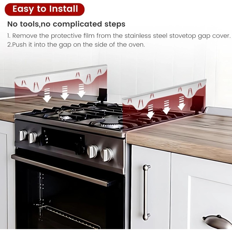 2 Pack Stove Gap Covers, 316 Stainless Steel, Length 25.5"-51"