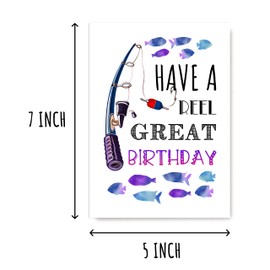 EruditeGifts Reel Great Fishing Birthday Card - Funny Fishing Greetings