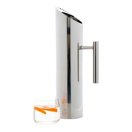 Met Lux 67 Ounce Modern Water Pitcher, 1 Dent-Resistant Metal Drink Pitcher - With Ice Guard, Built-In Handle, Polished Stainless Steel Water Serving Pitcher, For Water Or Iced Tea - Restaurantware