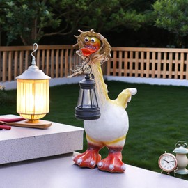 JIAOYINZI Solar lamp Garden Duck Figurine Decorated Outdoor Statue Straw hat Design