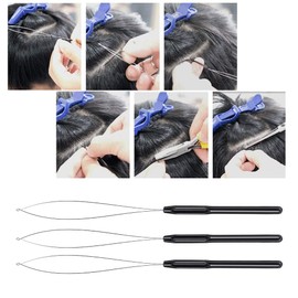 GlamorDove Hair Extension Tool Plastic Hair Threader Pulling Needle Hair Extensions Looper for Micro Rings Beads Hair Loop Tool Hair Needle Tool