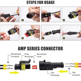 RUNCCI-YUN 20 Kit 12V-24V Car Waterproof Electrical Connector, 2 Pin Quick Connector Cable Connector Car Electrical Connection Plug, for Trucks, Cars, Kayaks, Boats, Scooters, Motorcycles