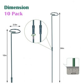 10 Pack Plant Support Stakes, 24 Inch Tall Garden Plant Stakes and Supports, Plant Sticks for Indoor Outdoor Single Stem Flower Peony, Orchid, Lily, Amaryllis, Rose, Tomato Pepper Plants Supports