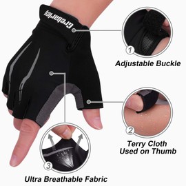 Grebarley Fahrradhandschuhe,Radsporthandschuhe rutschfeste und Stoßdämpfende Mountainbike Handschuhe mit geeiget Unisex Herren Damen (Schwarz, M)