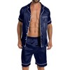 AIYINO Men's Silk Satin Pajamas Sets Short Sleeve Sleepwear Button-Down