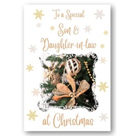 Second Ave Son & Daughter-in-Law Christmas Gold Decoration Xmas Holiday Festive Greetings Card