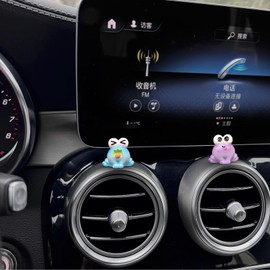 Frog Figurines Car Dashboard Accessories, 5 Pcs Funny Car Dash Decor Rearview Mirror Ornament, Cute Frog Gifts for Women Girl