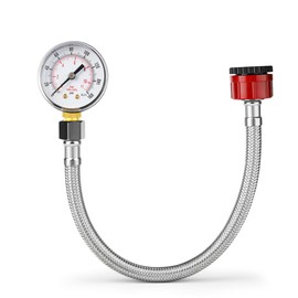Mains Water Pressure Test Gauge, 0-11 Bar/160psi, Dual Scale, Brass Thread, Stainless Steel, 3/4" BSP to 1/2" BSP Hose Female Thread, Diagnostic Tester