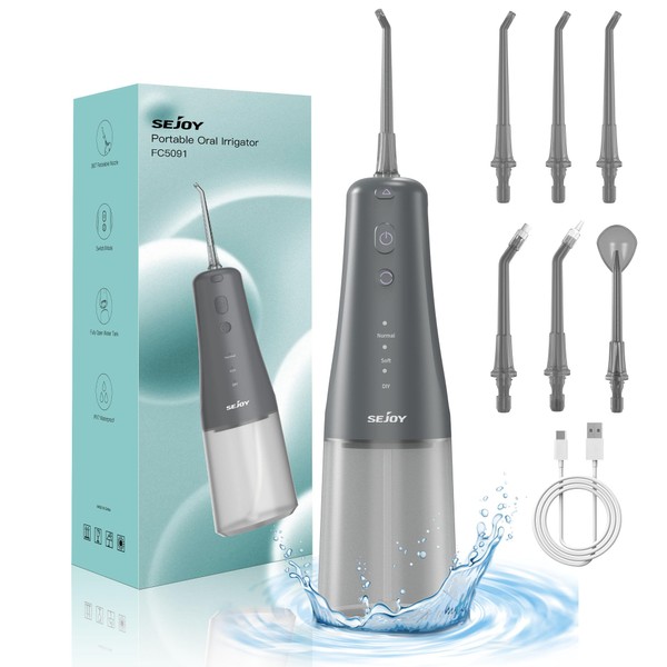 Water Flossers for Teeth Cordless, Portable Water Flosser, Oral Irragator Floss Water Jet, for Teeth Cleaning Kit, Professional Electric Water Deantal Pik, 4 Mode 6 Tips, Idropulsore 300mL Water Tank