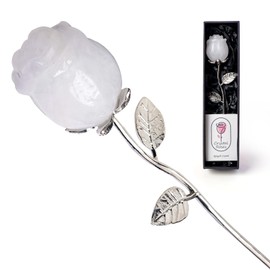 Rose Gifts for Women White Roses Flower Eternal Roses Forever Rose Flower Gifts for Girlfriends Wife Mom Sister Grandma(Clear Quartz)