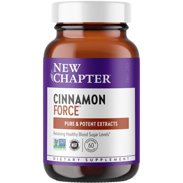 New Chapter Cinnamon Supplement - Cinnamon Force for Antioxidant Action + Non-GMO Ingredients - 60 ct Vegetarian Capsules