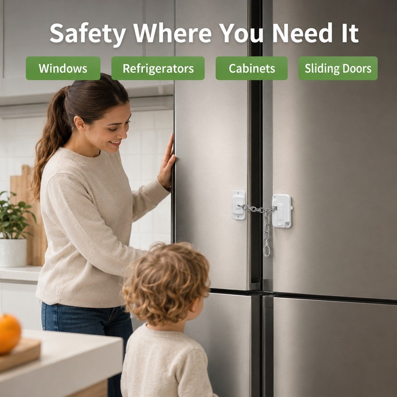 2 Pack No-Drill Child Safety Chain Lock for Windows and