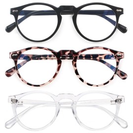 YMRFW 3PACK Small Round Blue Light Blocking Glasses for women/men Computer/Gaming/Phones Glasses