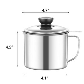 Stainless Steel Oil Filter Household Cooking Oil Storage Can with Fine Mesh Lid Cooking Oil Fat Separator for Storing Frying Cooking Grease