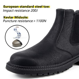 KEXUEJIA Steel Toe Work Shoes for Men Women Lightweight Comfortable Waterproof Industrial & Construction Safety Boots Black