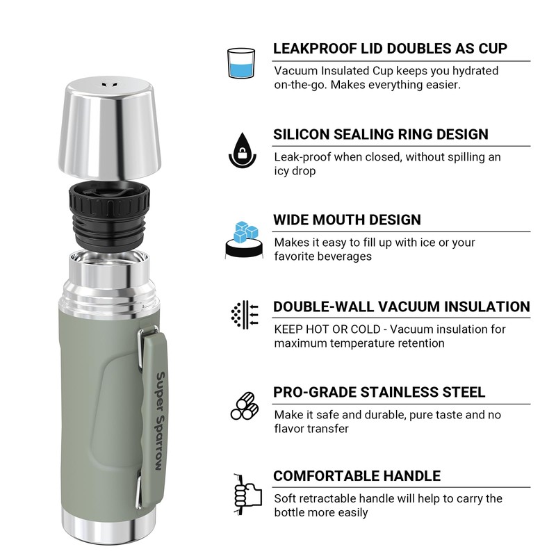 Super Sparrow Thermos Flask Stainless Steel Drinking Bottle – BPA-Free