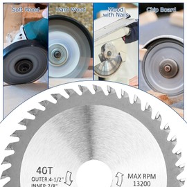 CTDMJ® Circular Saw Blade,2 pcs 115mm Carbide Saw Blade 4.5" Angle Grinder Circular Saw Blade 40 Teeth for Woodworking Cutting Disc Wood Plastic Alloy Carbide Finishing Saws Blade
