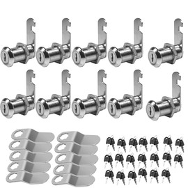 10 Pack Cam Locks Keyed Alike, 1-1/8''Cylinder Fits on 7/8'' Max Panel Thickness RV Storage Locks, Cabinet Cam Lock with Keys File Drawer Mailbox Replacement Lock Set, Zinc Alloy