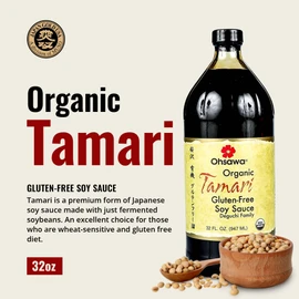 Ohsawa - Wheat-Free Tamari Soy Sauce - Traditionally Brewed, Gluten-Free, Non-GMO, Ideal for Cooking, Marinades, Stir-Fries - 32 Fl Oz