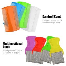 Random Color 2 Pcs Hair Comb Including 1 Pieces Hair Comb Double Sided and 1 Pieces Removing Dandruff Flakes with Metal Teeth (Medium, Count, 2)
