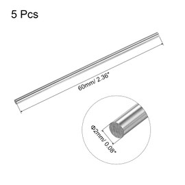 sourcing map Round Steel Rod, 2mm HSS 63-65 HRC Lathe Bar Stock Tool 60mm Long for Shaft Gear Drill Lathes Boring Machine Turning Miniature Axle 5Pcs