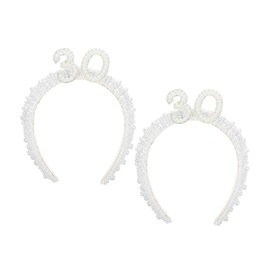 Vaguelly 2pcs Headband Bridal Hair Accessories for Women Girl Headbands Hair Ribbons Headbands for Party Hair Accessory Birthday Celebration Headbands White Aluminum Alloy